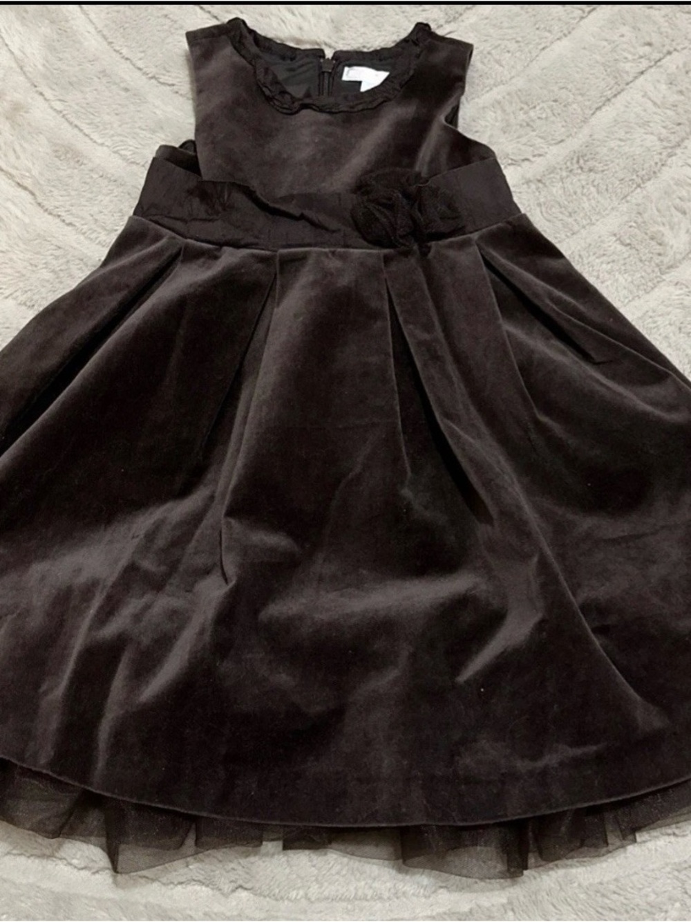 Janie & Jack Toddler Girl Brown Velvet Holiday Dress Size 2T